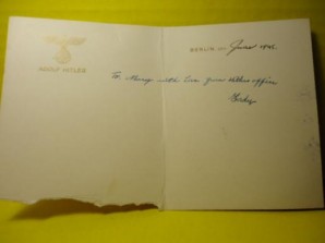 Adolf Hitler Note Card Written On By Allied Soldier 1945 image 1