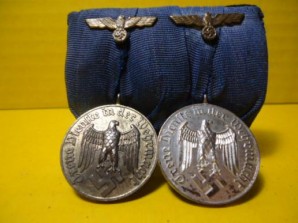 WWII German Wehrmacht 4 & 12 Yr Service Medals-Mounted image 1