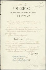 1888 ROYAL DECREE SIGNED BY KING UMBERTO I image 1