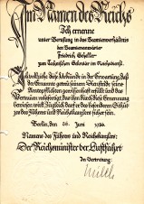 GERMAN DOCUMENT SIGNED MY GENERAL MILCH image 1