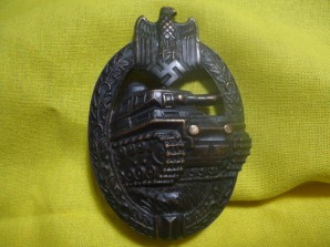 GERMAN PANZER ASSAULT BADGE-BRONZE MARKED image 1