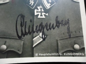 SS Hauptsturmfuhrer Fritz Klingenberg Autograph image 2