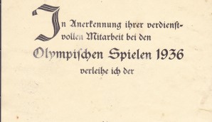1936 OLYMPIC MEDAL DOCUMENT image 1