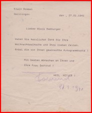 FM ERWIN ROMMEL PERSONAL LETTER 1941 image 1