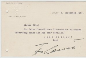 GAULEITER HINRICH LOHSE Signed Card image 2
