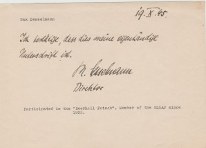 BEER HALL PUTSCH Max Sesselmann letter 1945 image 2