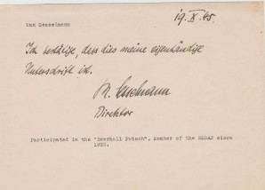 BEER HALL PUTSCH Max Sesselmann letter 1945 image 2
