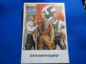 NSDAP COLOR PROPAGANDA CARD -RARE image 1