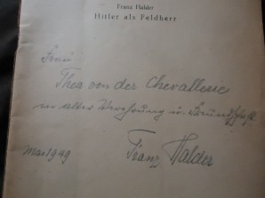 GENERAL FRANZ HALDER SIGNED BOOK 1949 image 3