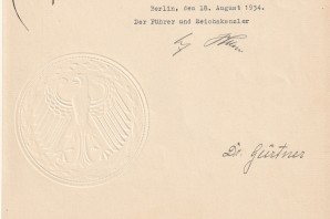 ADOLF HITLER SIGNED DOCUMENT 1934 image 2