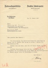 RUDOLF HESS SIGNED LETTER 1941 image 1