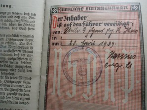 NSDAP MEMBER ID BOOK, NEAR MINT image 3