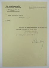 WERNER VON BLOMBERG SIGNED LETTER image 1