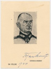 GENERAL JOHANNES BLASKOWITZ AUTOGRAPH image 1