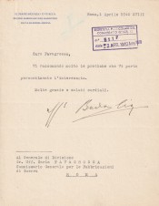 FIELD MARSHAL P.BADOGLIO SIGNED LETTER 1940 image 1