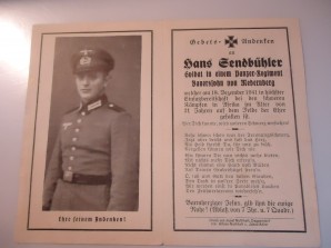 German Death Card Panzer/Afrika image 1