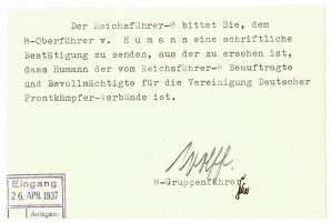 COL/GENERAL KARL WOLFF WAFFEN SS SIGNED NOTE 1937 image 1