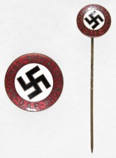 NSDAP MEMBERSHIP BADGE AND STICKPIN-RARE EARLY TYPE, GES-GESCH image 1