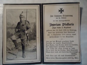 German Death Card WW1 image 1