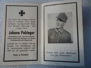 German Death Card-KONIGSBERG MIA Until 1956 image 1