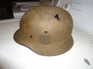 M40 Kriegsmarine Helmet, bullet hole bunker find image 2