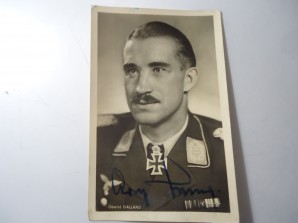 LUFTWAFFE ACE GALLAND SIGNED PHOTO image 1