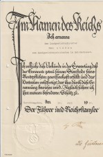 Adolf Hitler Signed Document 1937 image 1