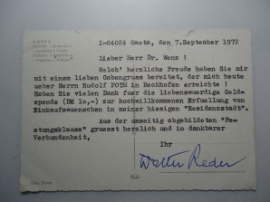 WALTER REDER AUTOGRAPH-FROM HIS PRISON CELL IN ITALY image 3