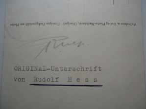 RUDOLF HESS SIGNED CARD 1937 image 3