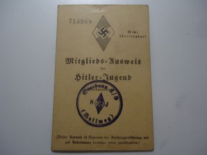 HITLER YOUTH ID CARD 14 YR OLD BOY image 1