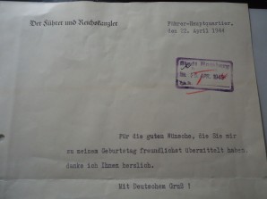 Hitler Greeting Letter 1944 image 2