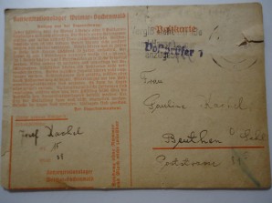 BUCHENWALD CONCENTRATION CAMP LETTER image 1