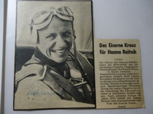 TEST PILOT HANNA REITSCH AUTOGRAPH image 1