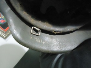 GERMAN M-42 KRIEGSMARINE HELMET WITH BULLET HOLE-NAMED image 7