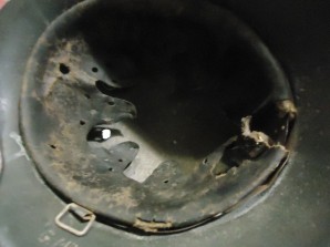 GERMAN M-42 KRIEGSMARINE HELMET WITH BULLET HOLE-NAMED image 8