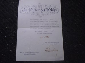 ADOLF HITLER & VON BLOMBERG SIGNED DOCUMENT 1936 image 1