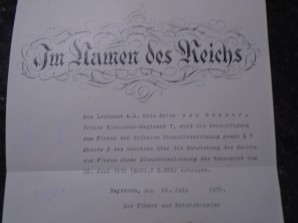ADOLF HITLER & VON BLOMBERG SIGNED DOCUMENT 1936 image 2