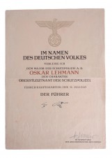 HITLER HIMMLER SIGNED 1943 SCHUTZPOLIZEI PROMOTION DOCUMENT image 1