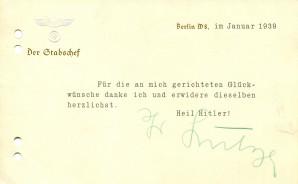 Viktor Lutze signed letter 1939 image 1