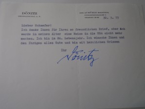 ADMIRAL KARL DONITZ SIGNED TYPED LETTER 1977 image 1