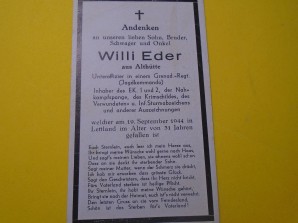German Death Card,  JAGDKOMMANDO 1944 image 2
