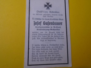 German Death Card SS SCHUTZ image 2
