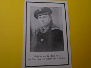 German Death Card Kriegsmarine image 1
